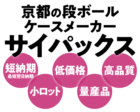 京都の段ボールケースメーカー サイパックス。短納期（最短翌日納期）・低価格・高品質・小ロット・量産品